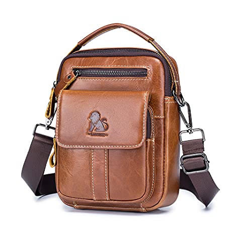 BAIGIO Men's Leather Shoulder Bag Messenger Pack Handbag Bag Crossbody Bag Man Purse Sling Satchel Bag for Bussiness Travel
