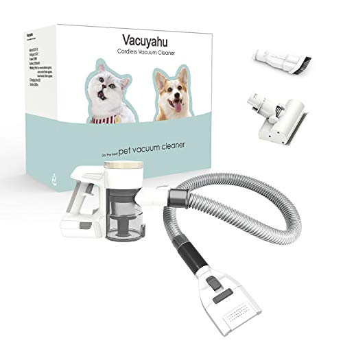 Vacuyahu 3 in-1 Multipurpose Cordless Pet Grooming Vacuum with Patent Dog/Cat Grooming Brush(Comb and Clean Pets’Hair)-Pet Hair Remover Vacuum, Handheld Vacuum for Home and Car Cleaning