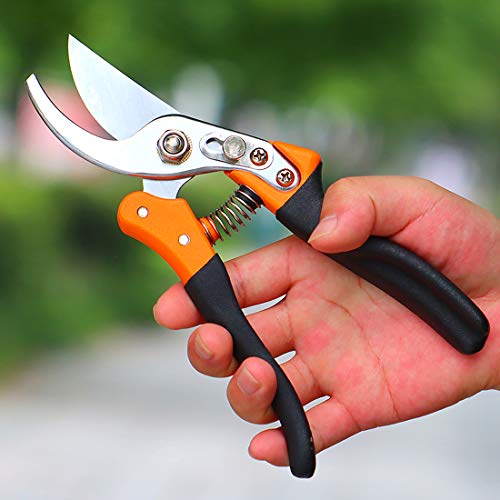 TOOLZYZ Pruning Shears, Hand Pruner with Stainless SK5 Steel Blades 8.6' Tree Trimmers Secateurs, Garden Shears Tools, Clippers for The Garden-Black
