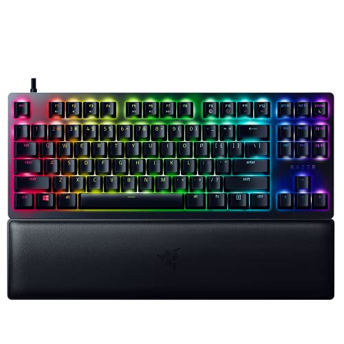 Razer Huntsman V2 TKL Tenkeyless Gaming Keyboard: Fastest Clicky Optical Switches w/Quick Keystrokes & 8000Hz Polling Rate - Detachable Type-C Cable - Doubleshot PBT Keycaps - Ergonomic Wrist Rest