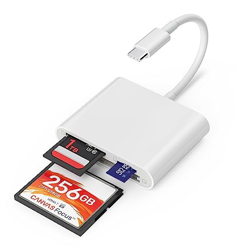 USB C SD Card Reader, CF 3-Slot Memory Card Adapter for Type-C Device Supports Compact Flash/ TF Card Compatible with MacBook Pro/Air M1 M2 iPad Pro Android Galaxy S21 S22 S23(White)