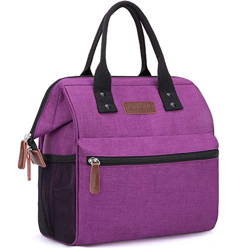 Insulated Lunch Bag, Wide-Open Lunch Box for Work/Picnic/Hiking/Beach/Fishing, Water-Resistant Leakproof Lunch Tote Bag for Women and Men (Wine Red)