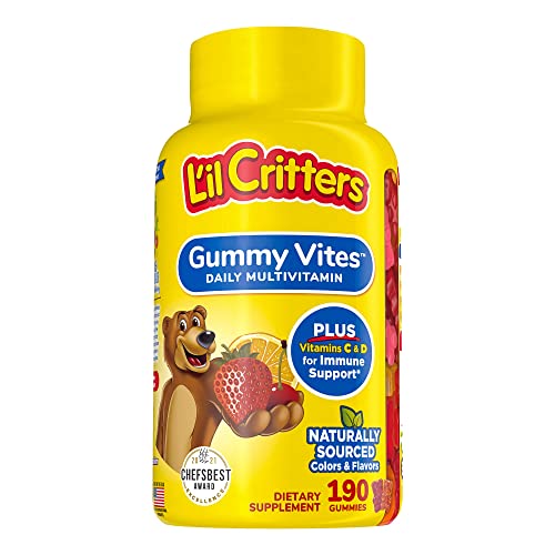 L'il Critters Gummy Vites Daily Kids Gummy multivitamin: Vitamins C, D3 and Zinc for Immune Support 190 ct (95-190 day supply), 5 delicious flavors from America’s number one Vitamin Brand