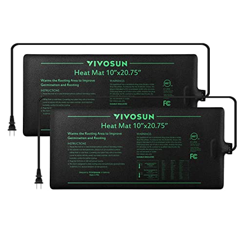 VIVOSUN 2 Pack Durable Waterproof Seedling Heat Mat Warm Hydroponic Heating Pad 10' x 20.75' MET Standard