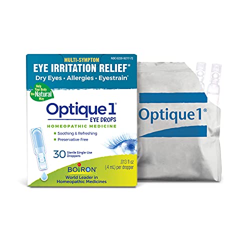 Boiron Optique1 Preservative Free Eye Drops for Relief from Eye Irritation, Dry Eyes, Allergies, Eyestrain, & Red Itchy Eyes, Single-Unit Doses - 30 Count