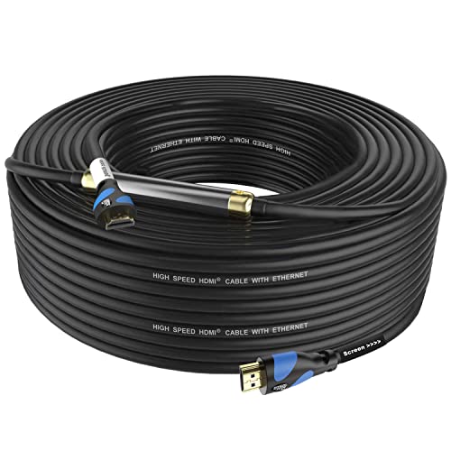 Postta HDMI Cable(75 Feet Blue) HDMI 2.0V with Built-in Signal Booster-Support 4K,3D,1080P,Ethernet,Audio Return-1 Pack