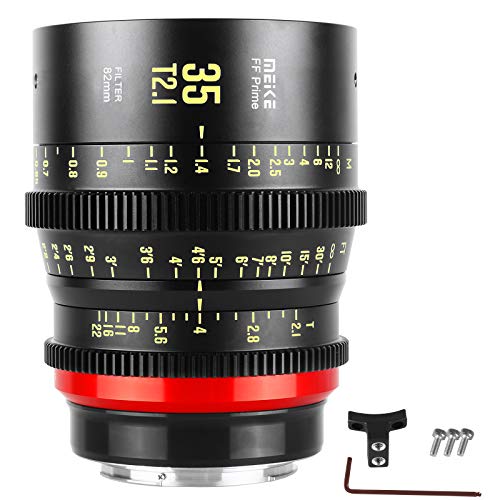Meike 35mm T2.1 Full-Frame Manual Focus Wide Angle Prime Cinema Lens for Canon EF Mount and Cine Camcorder ZCAM E2-F6, E2-F8, Canon EOS C500 Mark II, and S35 EOS C100 Mark II, EOS C200, Zcam E2-S6 6K