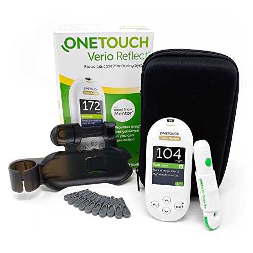 OneTouch Verio Reflect Blood Glucose Meter | Monitor For Sugar Test Kit Includes Monitor, Lancing Device, 10 Sterile Lancets, and Carrying Case