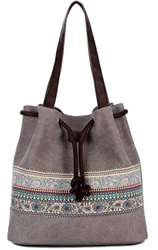 ArcEnCiel Canvas Tote Bag for Women Shoulder Purse Beach Handbags Work Travel Shopping Pack (Gray)