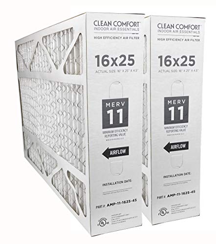 Clean Comfort AMP-11-1625-45 (2-Pack) - 16' x 25' x 4.5' Media Air Filter, MERV 11