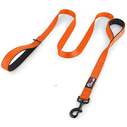 Primal Pet Gear Dog Leash 6ft Long,Traffic Padded Two Handle,Heavy Duty,Reflective Double Handles Lead for Control Safety Training,Leashes for Large Dogs or Medium Dogs,Dual Handles Leads(Orange)
