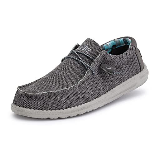 Hey Dude Men's Wally Sox Charcoal Size 10 | Men’s Shoes | Men's Lace Up Loafers | Comfortable & Light-Weight