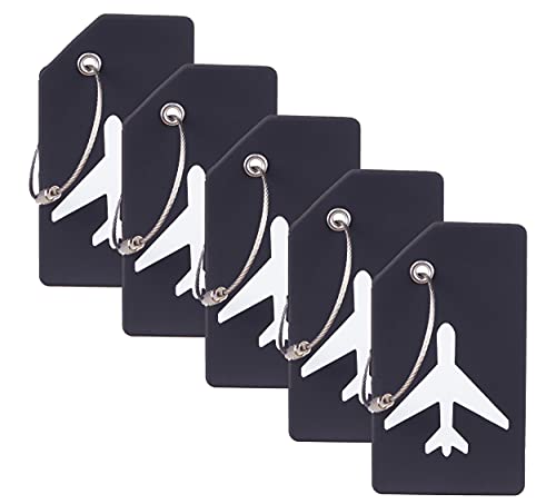 5 Pack Silicone Luggage Tag Baggage Handbag School Bag Suitcase Instrument Tag Label by Gostwo（Black）