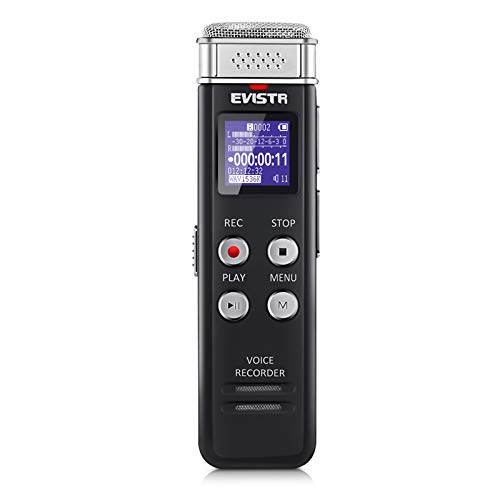EVISTR 32GB Digital Voice Recorder Voice Activated Recorder with Playback - Upgraded Small Tape Recorder for Lectures, Meetings, Interviews, Mini Audio Recorder USB Charge, MP3