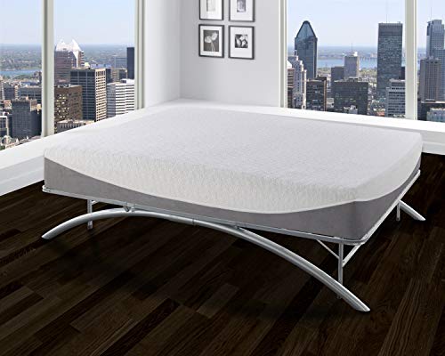 Boyd Sleep Arched Platform Bed Frame/Metal Mattress Foundation, Silver, Queen