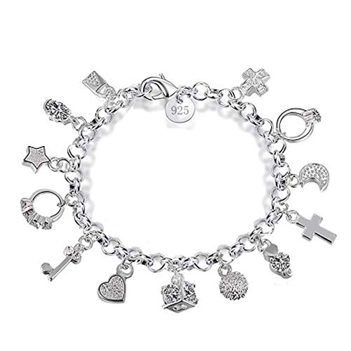 Aeora S925 Silver Thirteen Hanging Pieces Bracelet for Women Gift Bracelets & Bangles Jewelry