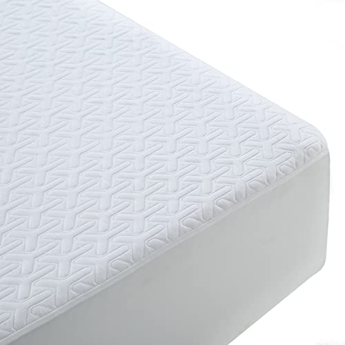 MERITLIFE Premium Waterproof Queen Size Mattress Protector Cooling Bamboo 3D Air Fabric Ultra Soft Breathable Mattress Pad Cover Fitted 8'-21' Deep Pocket Vinyl-Free Noiseless (White, Queen)