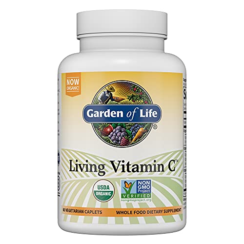 Garden of Life Vitamin C for Adults with Antioxidants & Citrus Bioflavonoids - Now Certified Organic - Living Vitamin C, Non-GMO Whole Food Vegetarian Nutritional Supplement, 60 Count (30 Day Supply)