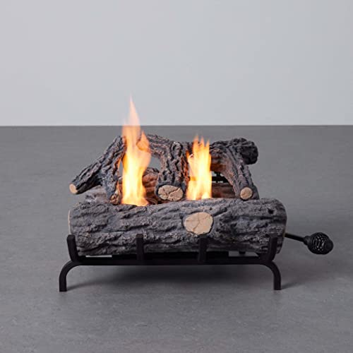 TerraFlame Indoor Ventless Freestanding Gel Fuel Concrete Fire Log Insert Set for Fireplace - 18in Oak