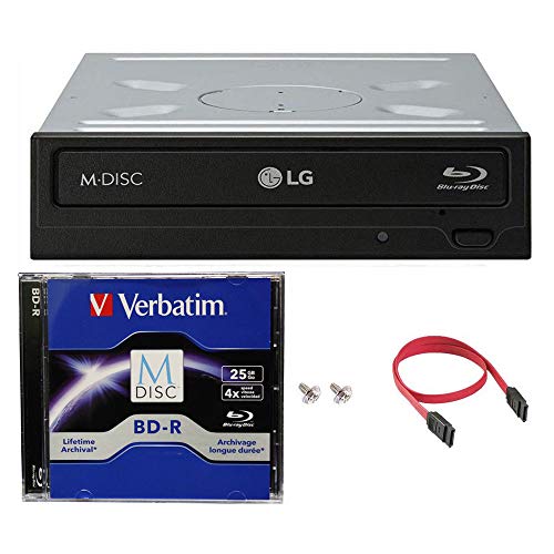 LG WH14NS40 16X Blu-ray BDXL DVD CD Internal Burner Drive Bundle with Free 25GB M-DISC BD + SATA Cable + Mounting Screws