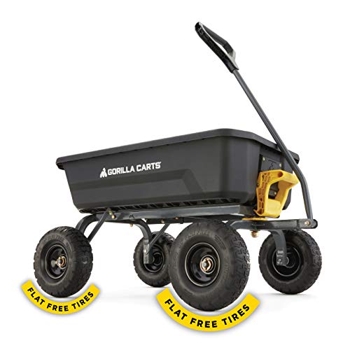 Gorilla Carts 4GCG-NF Poly Dump Cart with No-Flat Tires 4 cu ft 600 lb Capacity Black