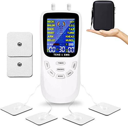 conree TENS Unit Muscle Stimulator for Pain Relief Physical Therapy, Dual Channels Electronic Pulse Massager for Back, Neck, Sciatica, Shoulder Pain Relief EMS Deivce with Travel Hard Case