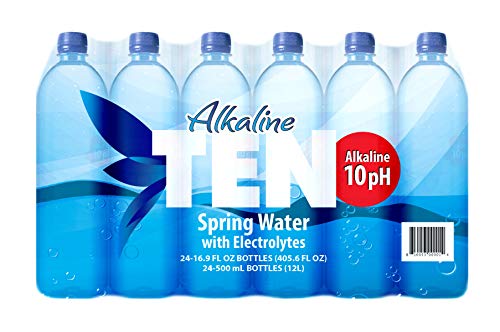 TEN Alkaline Spring Water, pH 10, High in Electrolytes, 16.9 Ounce Bottle (Pack of 24)