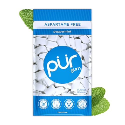 PUR Gum | Aspartame Free Chewing Gum | 100% Xylitol | Natural Peppermint Flavored Gum, 55 Pieces (Pack of 1)