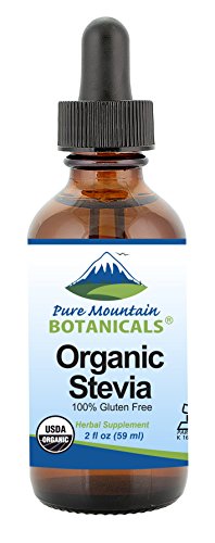 Organic Liquid Stevia Sweetener – Alcohol Free and Kosher Sweet Sugar Substitute Drops - 2oz Glass Bottle