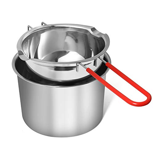 Gonioa Stainless Steel Double Boiler Melting Pot, Chocolate Melting Pot with Heat Resistant Handle, Large Capacity for Melting Chocolate, Butter, Cheese, Caramel and Candy (600ml/20.3oz)