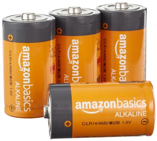 Amazon Basics 4-Pack C Cell Alkaline All-Purpose Batteries, 1.5 Volt, 5-Year Shelf Life