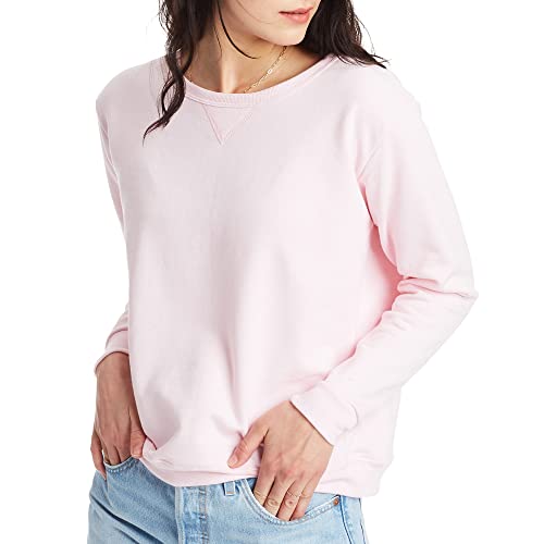 Hanes womens Ecosmart Crewneck Sweatshirt, Pale Pink, Medium US