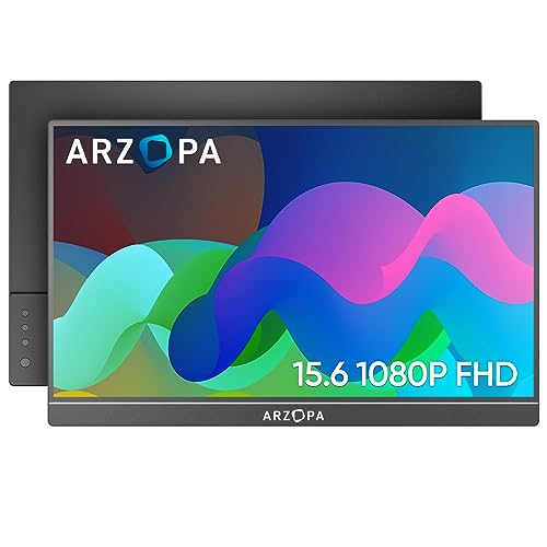 ARZOPA Portable Monitor 15.6'' FHD 1080P Portable Laptop Monitor IPS Computer External Screen USB C HDMI Display for PC MAC Phone Xbox PS5- A1 GAMUT