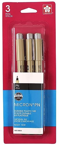 Sakura Black Pigma Micron PN Pens .45mm 3/Pkg, 3 Count (Pack of 1), Original Version