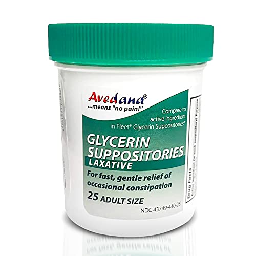 AVEDANA Glycerin Suppositories – 25 Adult Size Laxative Suppositories for Men and Women – Fast and Gentle Relief Suppositories for Constipation – Comfortable Shape Adult Suppository
