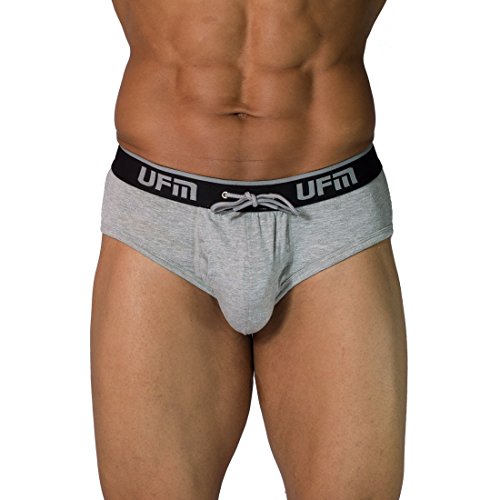 UFM Men’s Bamboo Brief w/Patented Adj. Support Pouch Underwear for Men Gray