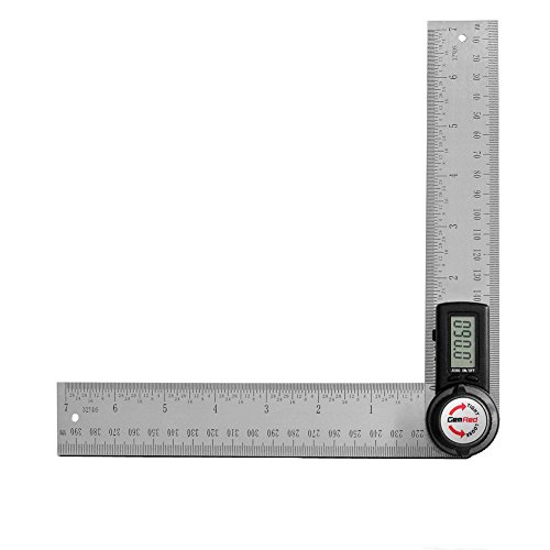 GemRed 82305 Digital Angle Finder Protractor (Stainless steel, 7inch/200mm) (Black Button)