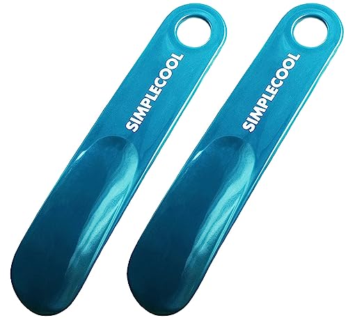 SIMPLECOOL Plastic Shoe Horn, Portable Travel Shoe Horns. Durable Shoe Spoon Shoe Helper for Men Women Seniors Kids. (Blue/7.5'/2pcs)