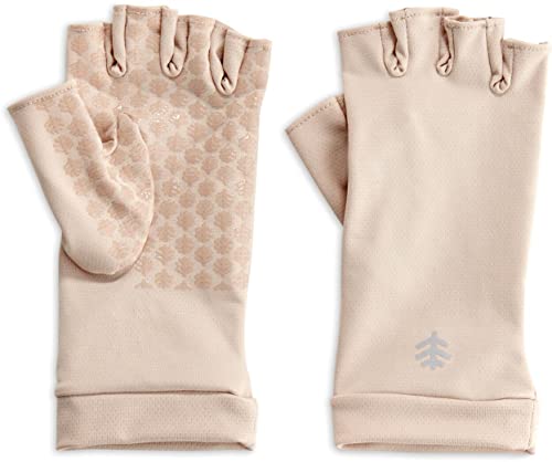 Coolibar UPF 50+ Men's Women's Ouray UV Fingerless Sun Gloves - Sun Protective (Medium- Beige)