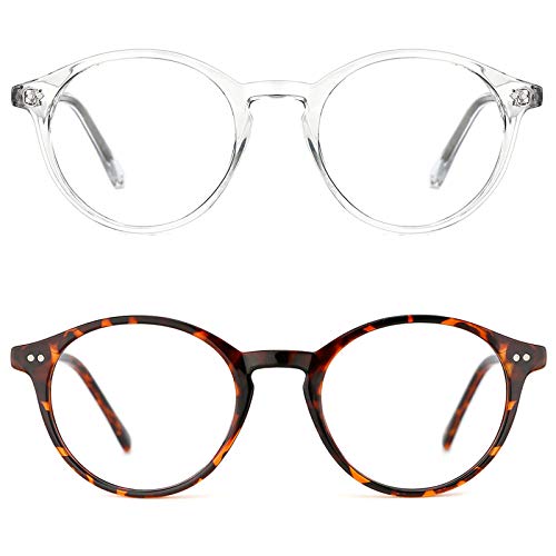 TIJN Blue Light Blocking Glasses Men Women Vintage Thick Round Rim Frame Eyeglasses