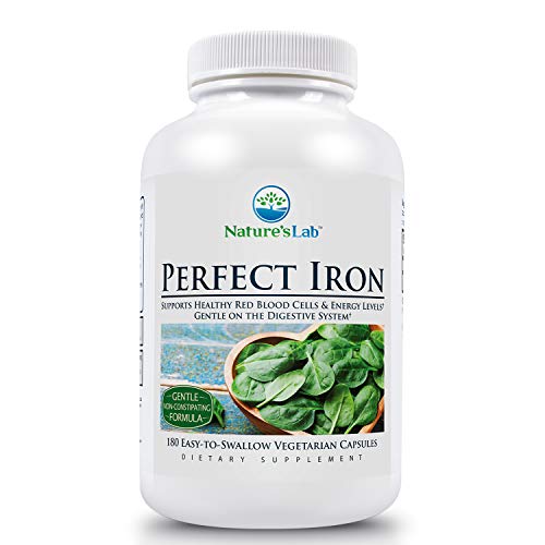 Nature's Lab Perfect Iron 25mg Dietary Supplement - Gentle Non-Constipating Formula - Supports Healthy Red Blood Cells & Energy Levels - 180 Capsules (6 Month Supply)