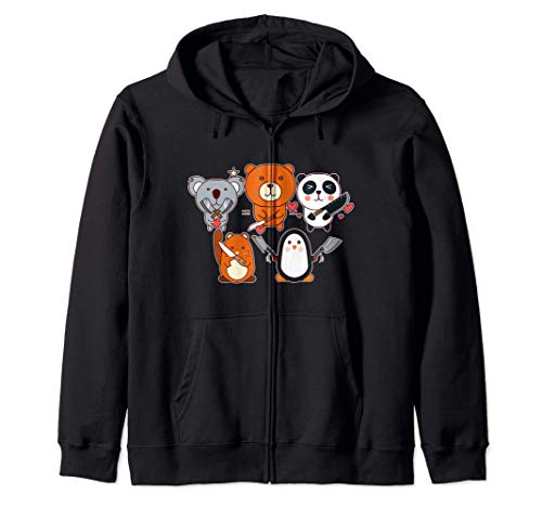 Murderous Animals Cute Bears Penguins with Knives Zip Hoodie