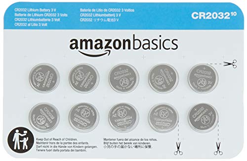 Amazon Basics 10 Pack CR2032 3 Volt Lithium Coin Cell Battery