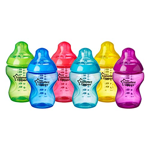 Tommee Tippee Closer to Nature Baby Bottles, Fiesta Collection | Slow Flow Breast-Like Nipple with Anti-Colic Valve (9oz, 6 Count)