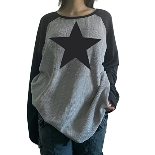 Women Aesthetic Graphic Star Print Tshirts Harajuku Y2K Vintage Top Cute Tee E-Girls Fairycore Grunge Clothes Streetwear