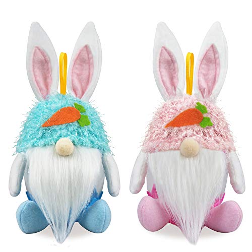 2Pcs Easter Bunny Gnomes Candy Jar Ornaments - Spring Easter Decorations - Large Easter Rabbit Cookie Candy Storage Container Jar for Home Office - Spring Easter Party Bunny Gnomes Hanging Ornament