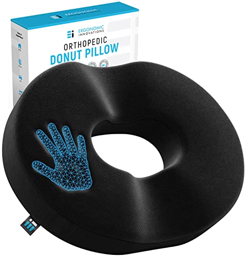 Donut Pillow for Tailbone Pain Relief Cushion, Hemorrhoid Pillows for Sitting, Donut Cushion for Postpartum Pregnancy, Butt Seat Cushion, Back, Coccyx, Sciatica, After Surgery Support (17.5 x 13.8”)