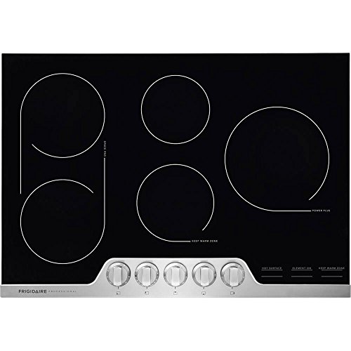 FRIGIDAIRE Professional 30 Inch Electric, Ceramic Glass 5-Burner Flat Range with Stainless Steel Trim, FPEC3077RF Cooktop