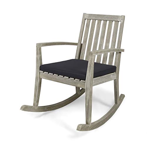 Christopher Knight Home Michaelia Indoor Rocking Chair, Light Gray Wire Brush Finish, Dark Gray