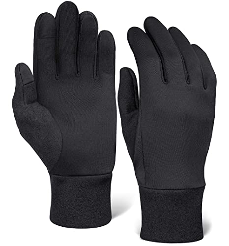 IGN1TE Running Glove Liners-Thermal Black Winter Gloves for Men & Women -Thin, Lightweight & Warm Cold Weather Gloves for Cycling, Driving, Outdoor Sports - 90% Polyester 10% Spandex Reinforced Blend